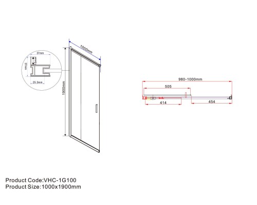 Душевой уголок Vincea Garda VSS-1G1012CGB 1200x1000 черный стекло тонинрованное