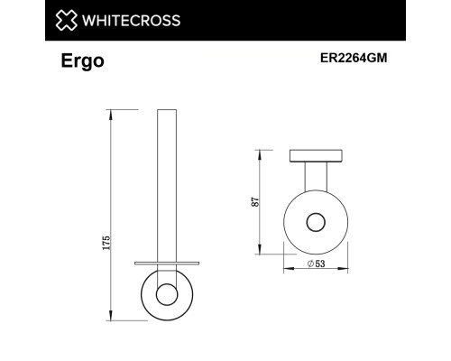 Держатель запасного рулона туалетной бумаги WHITECROSS Ergo ER2264GM оружейная сталь