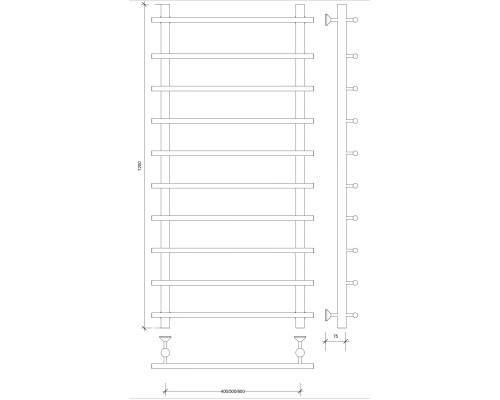 Полотенцесушитель латунный Secado Турин 1 СП 120х60х70, водяной, бронза