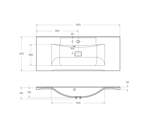 Раковина BelBagno 110 BB1100/450-LV-MR-PR Белая