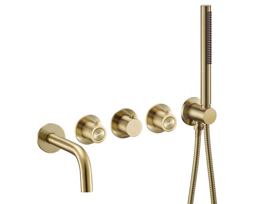 Смеситель термостатический для ванны встраиваемый Benesque Lumiere 11011504 латунь брашированная