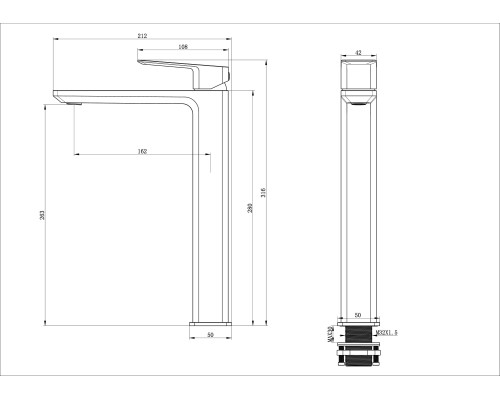 Смеситель для раковины высокий Wonzon&Woghand, Хром
