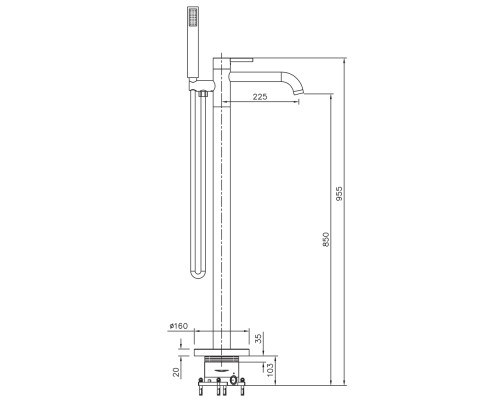 Напольный смеситель для ванны Raiber premium RPB-010 Graceful, матовый черный