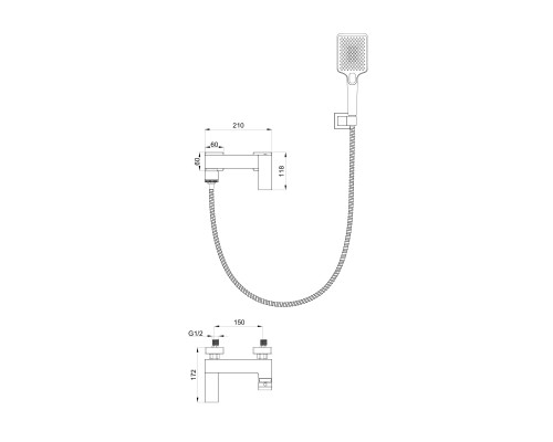 Смеситель для ванны с душем Wonzon&Woghand, Темный графит