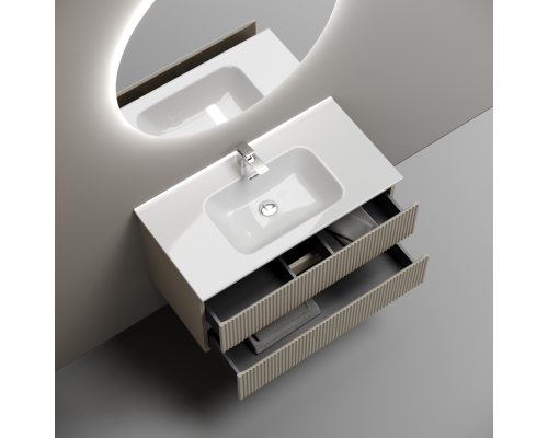 Тумба под раковину подвесная Sancos Snob R 89х44х50, с доводчиками, Beige Soft, SNR90CE