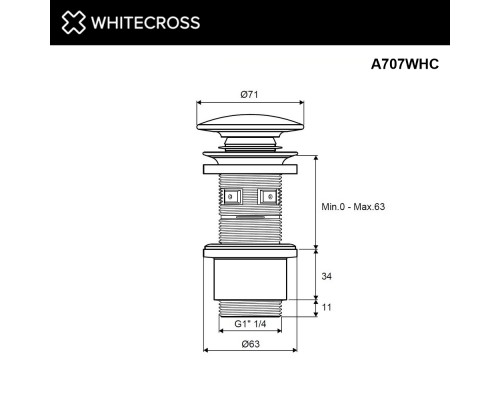 Донный клапан WHITECROSS (белый керамический)