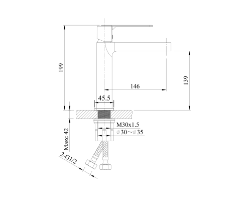 Смеситель для раковины ALTROBAGNO Юнион (Unione) 0146 BG