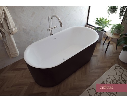 Акриловая ванна Cezares Metauro 180x80 METAURO-INT-Central-180-80-60-B-W-MATT Черная матовая Белая матовая без гидромассажа