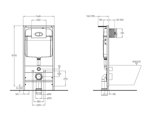 Инсталляция BelBagno BB026/BB050CR.MAT с клавишей смыва Хром матовый