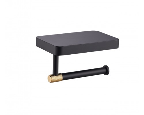 Держатель для туалетной бумаги с полкой Wonzon&Woghand, Черный/Золото