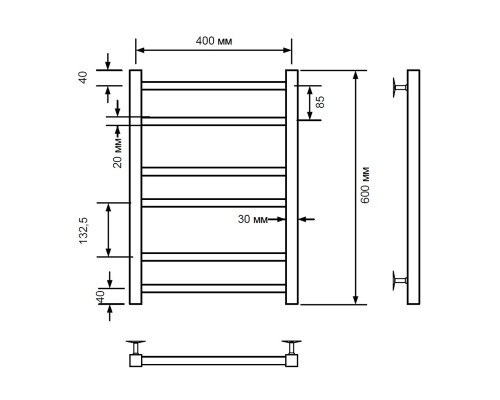 Полотенцесушитель водяной Comfysan Pioli-K W-6 60/40, белый