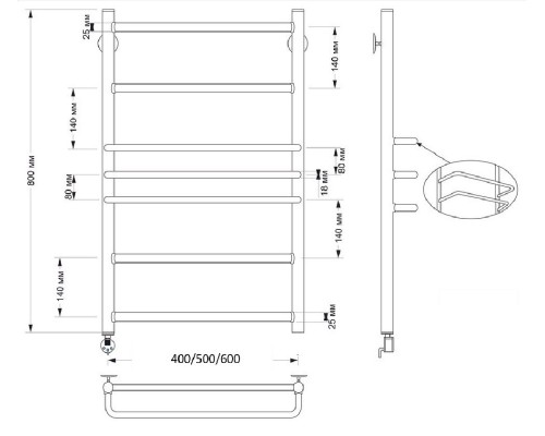 Полотенцесушитель латунный Secado Триест 40х80, электрический L, бронза