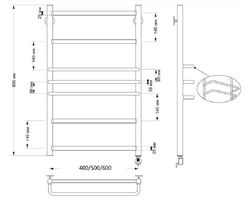 Полотенцесушитель латунный Secado Триест 40х80, электрический L, бронза
