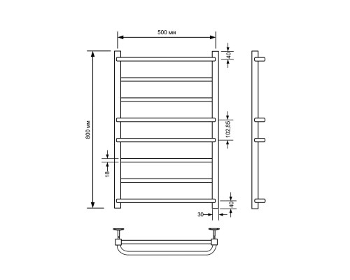 Полотенцесушитель водяной Comfysan Puro-K W-8 80/50, черный