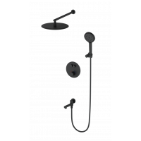 Душевая система с термостатом встраиваемая Wonzon&Woghand, Черный матовый