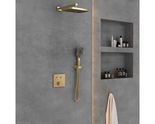 Душевой комплект Vincea VSFW-4211BG встраиваемый, двухрежимный, брашированное золото