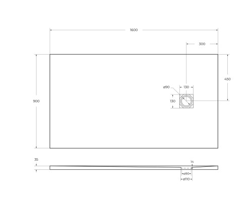 Душевой поддон из искусственного камня BelBagno Uno 160x90 TRAY-MR-UNO-AH-160/90-35-W-CR Белый