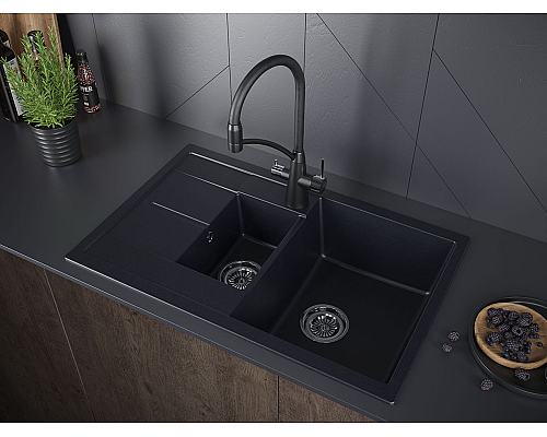 Мойка для кухни кварцевая Paulmark Feste PM237850-BLM Мойка для кухни кварцевая Paulmark Feste PM237850-BLM