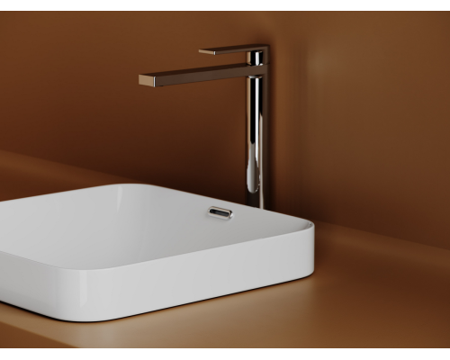 Раковина встраиваемая сверху Ceramicanova Элемент (Element) с отверстием слива - перелива квадратной формы 438x438x172 мм цвет белый арт