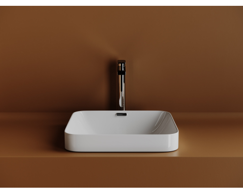 Раковина встраиваемая сверху Ceramicanova Элемент (Element) с отверстием слива - перелива квадратной формы 438x438x172 мм цвет белый арт