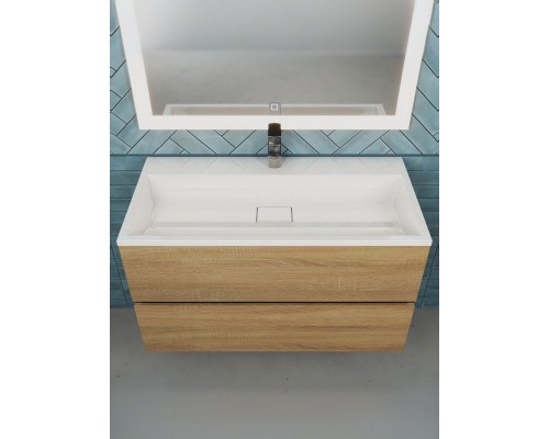 Тумба под раковину 90 см, Uperwood Barsa, черная/дуб сонома