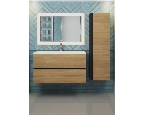 Тумба под раковину 90 см, Uperwood Barsa, черная/дуб сонома