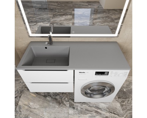 Раковина над стиральной машиной Uperwood Cosmos Quartz 120 левая, крыло справа, серый шелк