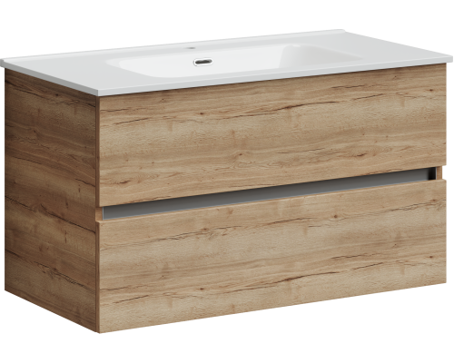 Тумба под раковину SANCOS Urban 890х450х550, c двумя ящиками, дуб галифакс натуральный