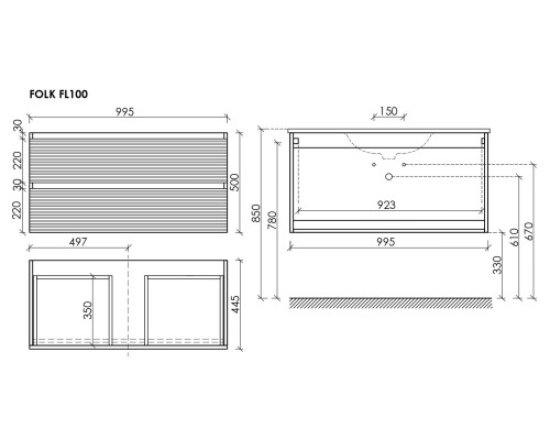 Тумба под раковину Настенная Sancos Folk 99.5 FL100CP Капучино