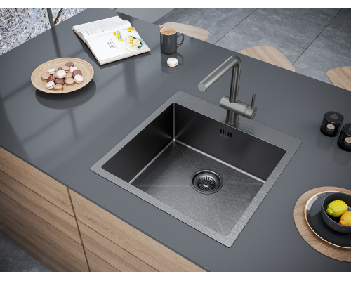 Кухонная мойка Paulmark Kroner 51 PM215151-GM Вороненая сталь