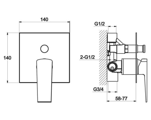 Встраиваемый двухпозиционый смеситель BelBagno ARL-BASM-CRM