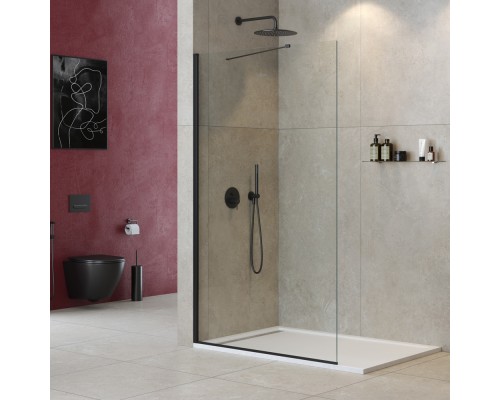 Душевая перегородка Cezares Liberta 125 LIBERTA-L-1-TB-125-C-NERO профиль Черный матовый стекло прозрачное