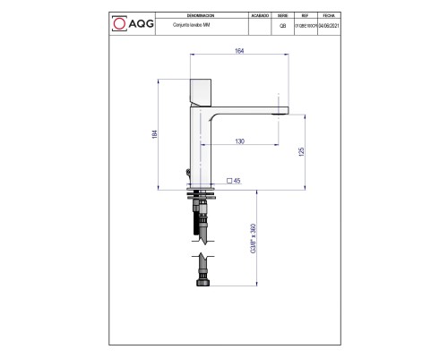 Однорычажный смеситель для раковины AQG QB, хром