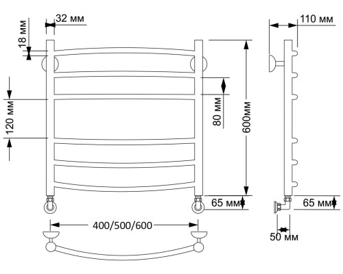 Полотенцесушитель латунный Secado Милан 3 50х60, водяной, бронза