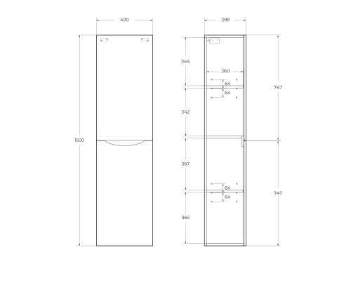 Шкаф подвесной BelBagno FLY-MARINO-1500-2A-SC-BO-P-R