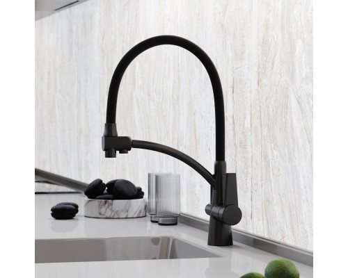 Смеситель для кухни SANCOS Eri SC4001MB с подключением фильтра, матовый черный