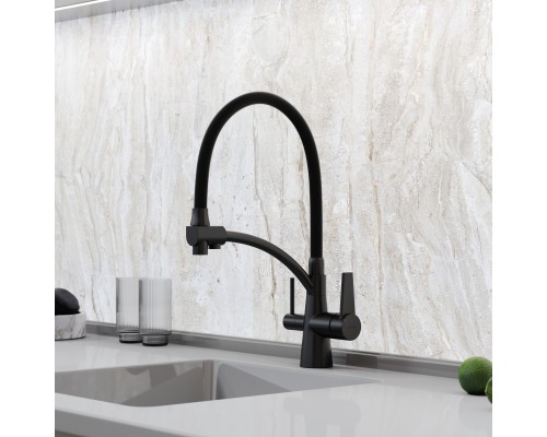 Смеситель для кухни SANCOS Eri SC4001MB с подключением фильтра, матовый черный