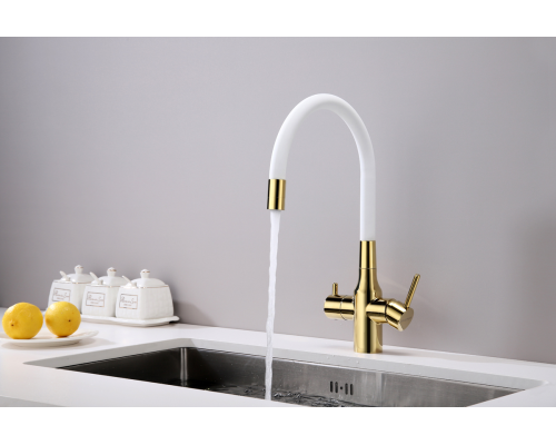 Смеситель для кухни Paulmark Salix Sa213419-Gw Золото Белый