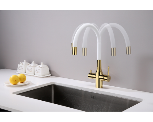 Смеситель для кухни Paulmark Salix Sa213419-Gw Золото Белый