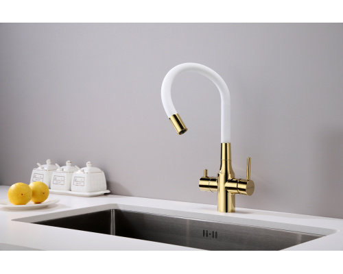 Смеситель для кухни Paulmark Salix Sa213419-Gw Золото Белый