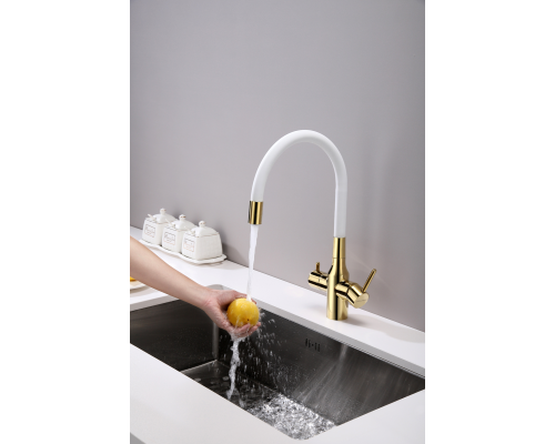 Смеситель для кухни Paulmark Salix Sa213419-Gw Золото Белый