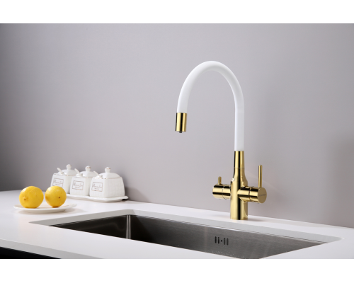 Смеситель для кухни Paulmark Salix Sa213419-Gw Золото Белый