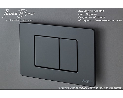 Клавиша смыва Iberica Blanca Inox-C 246x165, черный матовый, нержавеющая сталь Клавиша смыва Iberica Blanca Inox-C 246x165, черный матовый, нержавеющая сталь