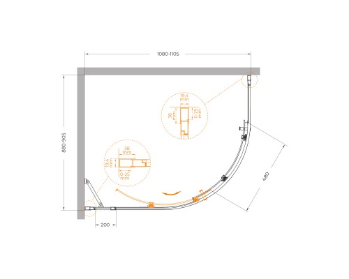 Душевой уголок Cezares Molveno 110x90 MOLVENO-RH-1-110/90-C-Cr-IV профиль Хром стекло прозрачное