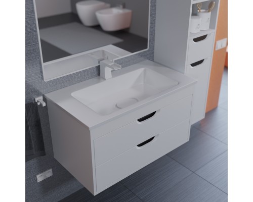 Тумба с раковиной подвесная Uperwood Modul 77х45х57 см, белая/графит