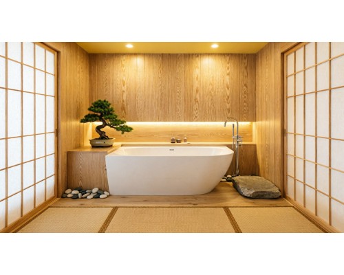 Ванна угловая из искусственного камня Flere Mail 170x85x59 L (белый глянец)