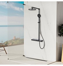 Душевая стойка Vincea Aspire с изливом, вороненая сталь