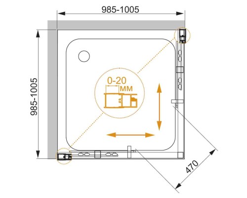 Душевой уголок Cezares MOMENTO-A-2-100-C-Cr