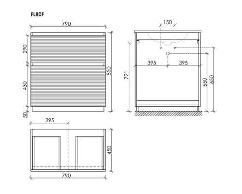 Тумба под раковину Напольная Sancos Folk Floor 79 FL80FES Ergraut soft