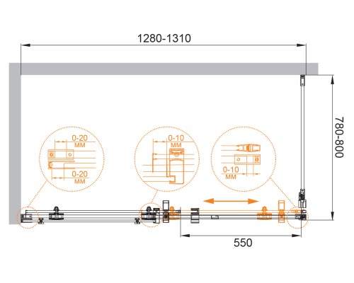 Душевой уголок Cezares STYLUS-M-AH-1-130/80-C-Cr